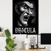 Dracula Portrait Black and White ポスター (ホームオフィス)