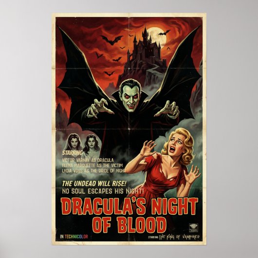 Dracula Poster Gothic Vampire Horror Spooky Art ポスター (正面)