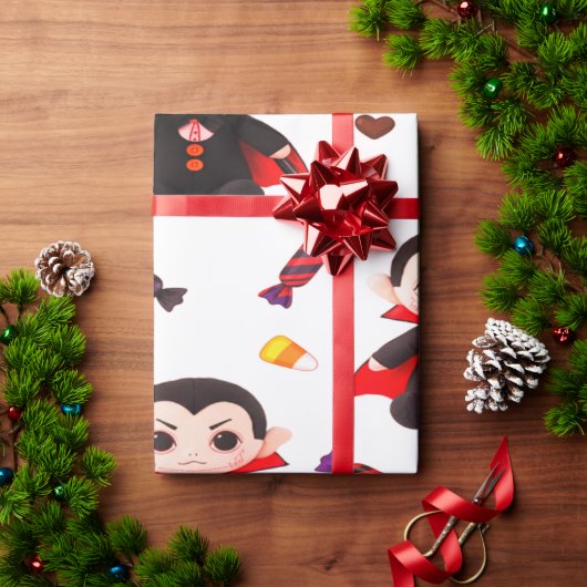Dracula With Candy For Halloween ラッピングペーパー (クリスマスギフト)