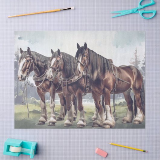 Draft Horses Decoupage 薄葉紙 (クラフト)
