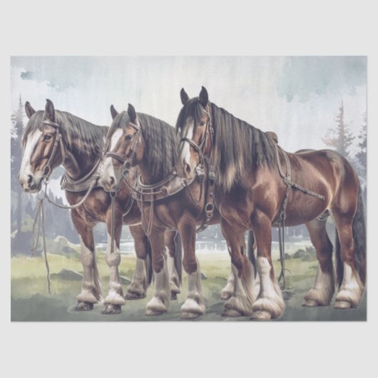 Draft Horses Decoupage 薄葉紙 (正面)