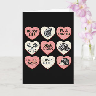 Drag Racing Valentine Candy Hearts カード