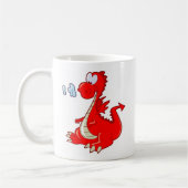 DRAGON302 RED CARTOON DRAGON CUTE HAPPY KIDS GRAP コーヒーマグカップ (左)