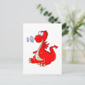 DRAGON302 RED CARTOON DRAGON CUTE HAPPY KIDS GRAP ポストカード (スタンド正面)