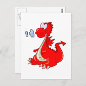 DRAGON302 RED CARTOON DRAGON CUTE HAPPY KIDS GRAP ポストカード (正面/裏面)