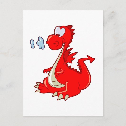 DRAGON302 RED CARTOON DRAGON CUTE HAPPY KIDS GRAP ポストカード (正面)