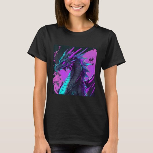 Dragon Aesthetic Style Japan Vaporwave 80s 90s Tシャツ (正面)