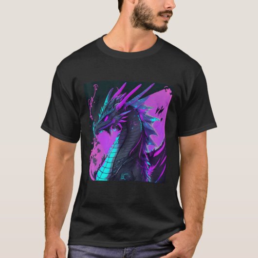 Dragon Aesthetic Style Japan Vaporwave 80s 90s Tシャツ (正面)