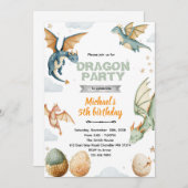 Dragon and eggs birthday Invitation 招待状 (正面/裏面)