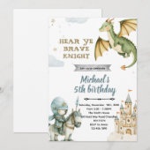 Dragon and Knight Birthday Party Invitation 招待状 (正面/裏面)