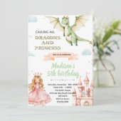 Dragon and princess Birthday Party Invitation 招待状 (スタンド正面)