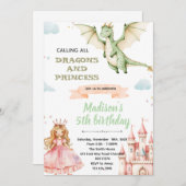 Dragon and princess Birthday Party Invitation 招待状 (正面/裏面)