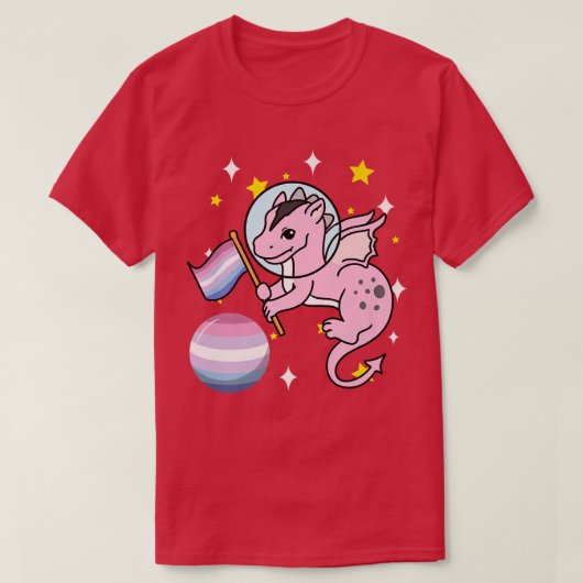Dragon Astronaut Bigender Pride Tシャツ (デザイン正面)