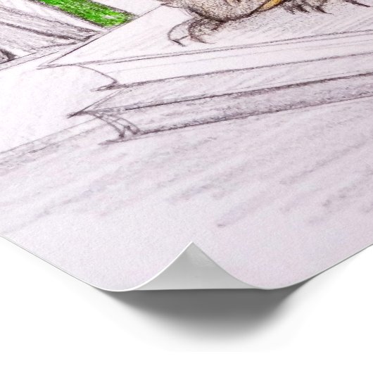 Dragon Baby Bibliophile Book Lover Librarary ポスター (角)