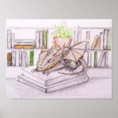 Dragon Baby Bibliophile Book Lover Librarary ポスター (正面)