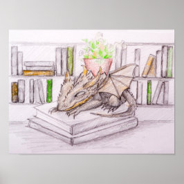 Dragon Baby Bibliophile Book Lover Librarary ポスター
