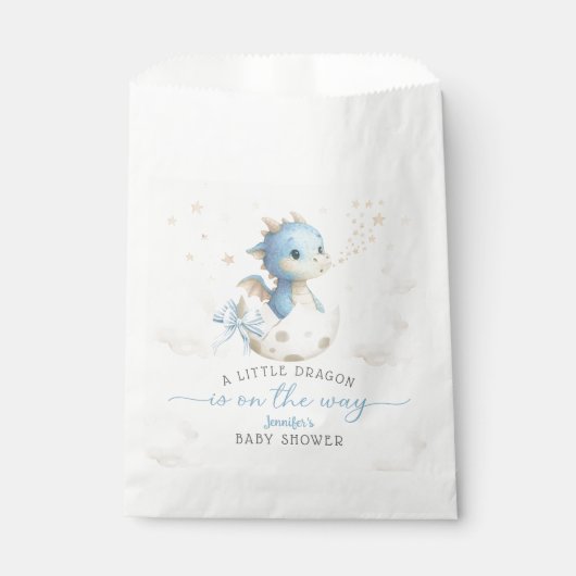 Dragon Baby Shower Boy Blue Cute Little Dragon フェイバーバッグ (正面)