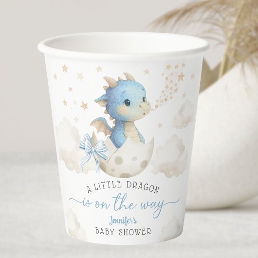 Dragon Baby Shower Boy Blue Cute Paper Cups 紙コップ
