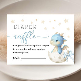 Dragon Baby Shower Boy Blue Diaper Raffle  エンクロージャーカード