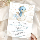 Dragon Baby Shower Boy Blue Hatching Soon 招待状