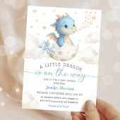 Dragon Baby Shower Boy Blue Hatching Soon 招待状