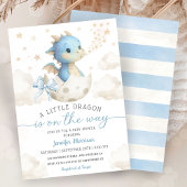 Dragon Baby Shower Boy Blue Hatching Soon 招待状