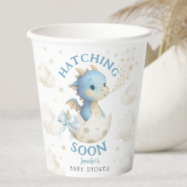 Dragon Baby Shower Boy Blue Hatching Soon  紙コップ