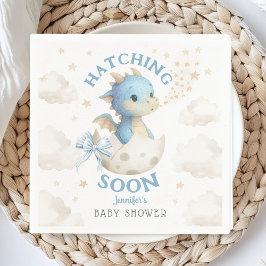Dragon Baby Shower Boy Blue Hatching Soon Paper スタンダードカクテルナプキン