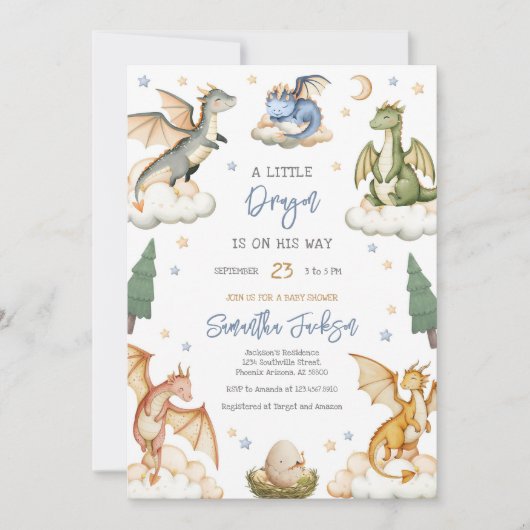 Dragon Baby Shower Invitation 招待状 (正面)
