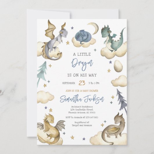 Dragon Baby Shower Invitation 招待状 (正面)