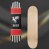 Dragon Black White Striped Monogram w Red Gold  スケートボード