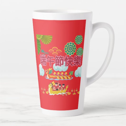 Dragon boat harmony bright red カフェラテマグ (右)