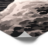 Dragon Boat Race Team Paddling In Red Moon Horizon ポスター (角)