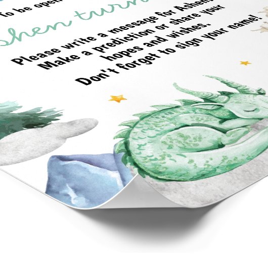 Dragon Boy Birthday Time Capsule Sign ポスター (角)