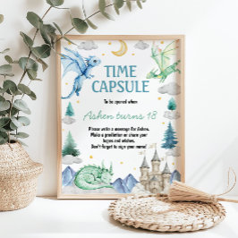 Dragon Boy Birthday Time Capsule Sign ポスター