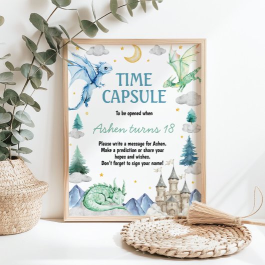 Dragon Boy Birthday Time Capsule Sign ポスター