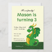 Dragon cartoon birthday print invitations 招待状 (正面)