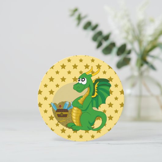 Dragon cartoon birthday print invites 招待状 (スタンド正面)