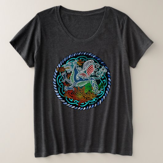 Dragon celtique プラスサイズTシャツ (デザイン正面)