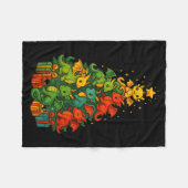 Dragon Christmas Tree Funny Dragon Xmas  フリースブランケット (正面(横))