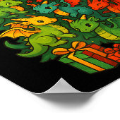 Dragon Christmas Tree Funny Dragon Xmas  ポスター (角)