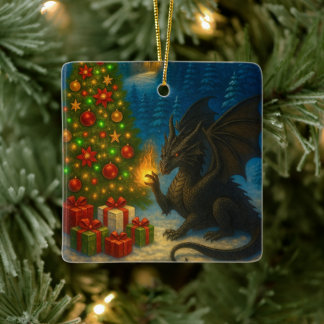 Dragon Christmas Tree Holiday Ceramic Ornament セラミックオーナメント