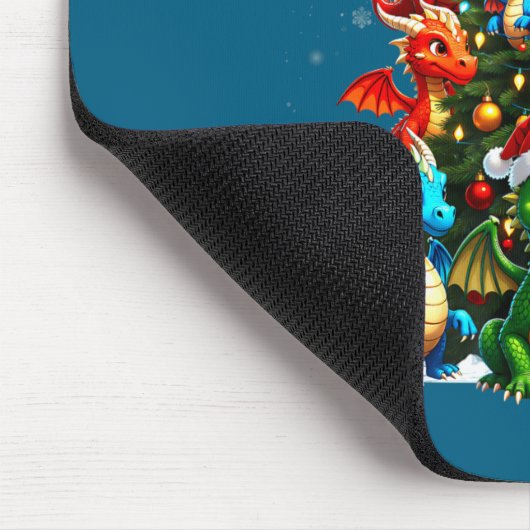 Dragon Christmas Tree Squad Santa Hat Fantasy Myth マウスパッド (コーナー)