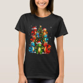 Dragon Christmas Tree Squad Santa Hat Fantasy Myth Tシャツ (正面)
