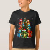 Dragon Christmas Tree Squad Santa Hat Fantasy Myth Tシャツ (正面)