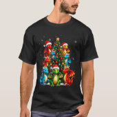 Dragon Christmas Tree Squad Santa Hat Fantasy Myth Tシャツ (正面)
