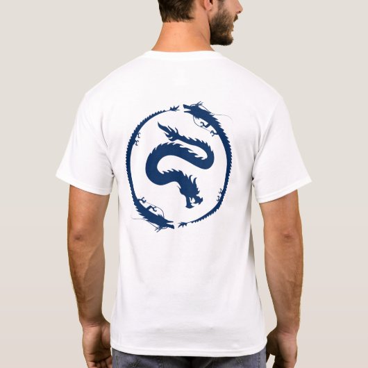 Dragon Circle in dark Dark Blue Tシャツ (裏面)