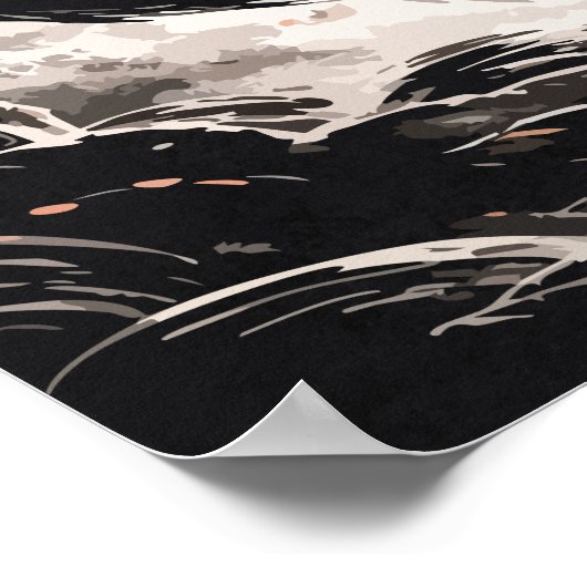 Dragon Coil over a Red Eclipse - Japanese Art ポスター (角)