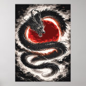 Dragon Coil over a Red Eclipse - Japanese Art ポスター (正面)
