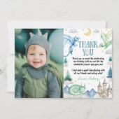 Dragon Cute Boy Birthday Watercolor サンキューカード (正面)